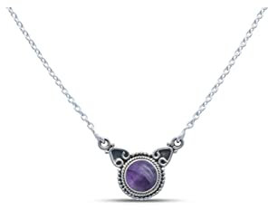 mantraroma Kette 925 Silber Edelstein Collier Silber Damen Sterling Silber Halskette Geschenk (MCO-010)