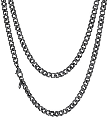 Richsteel Herren Halskette Klassische Panzerkette 3/6/9/12mm breit kubanische Hip-Hop Kette Cuban Chain Necklace für Männer Jungen Edelstahl 36-76cm als Herren Geschenk