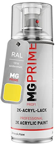 MG PRIME RAL 1016 Schwefelgelb/Sulfur yellow seidenmatt 2K Acryl Spraydose Sprühdose 400 ml schnelltrocknend