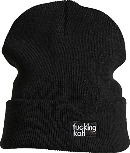 Baddery Beanie - „Fucking Kalt“ - Bestickte Strickmütze für Herren & Damen - Warme Wintermütze (One Size)