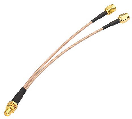 Superbat RPSMA Female to Dual SMA Male Coaxial Cable Splitter 2 Way 50ohm RG316 Coax Splitter Cable 15cm for Router Gateway Modem Mobile Hotspot WiFi/Cellular Antenna(not for TV)