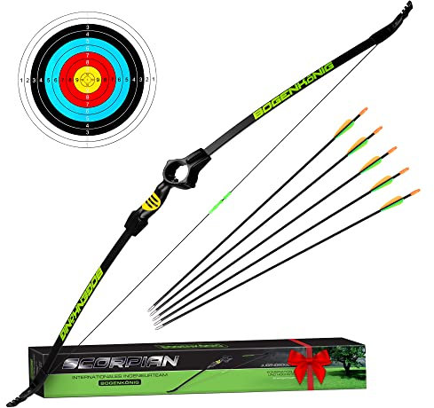 Bogenkönig Kinder Pfeil und Bogen Set - 6,8kg Zugkraft - Kinderbogen Set mit Zielscheibe für Saugnapf und Pfeil mit Spitze - Kinder Bogenschießen Set ab 7 Jahre, Pfeile und Bogen Spiele für Kinder
