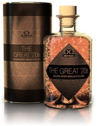 Michi Palma | The Great '20s Golden-Berry-Berlin-Style (1 x 0.5 l) | Premium Spirituose auf Gin-Basis | Mit 23 Karat reinem Blattgold und edler Geschenkverpackung | Goldene Gin-Geschenkidee