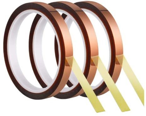 Dpm tapes - Nastro adesivo in Polyimide resistente alle alte temperature, saldatura, elettronica, stampanti 3D. ideale per stampare adesivi, grafiche su magliette, tazze - 3 pezzi (8 mm x 33 m)