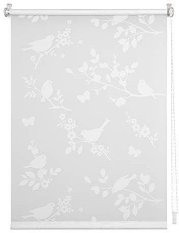 Lichtblick Seitenzugrollo Klemmfix, ohne Bohren, Klemmträger, lichtdurchlässig, Blickdicht, Ausbrenner, weiß-weiß Weiß Pflanze, 45 cm x 150 cm (B x L)