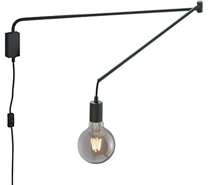 Trio Leuchten Lampada da parete Line 200200132, in metallo nero opaco, non include 1 x E27