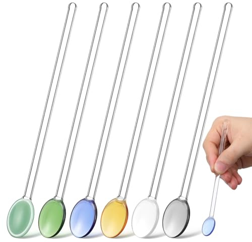 HEMOTON 6 Cucharas De Vidrio Resistentes Al Calor Cucharas Transparentes De Postre Con Mango Largo De 6.69 Pulgadas Para Café Cócteles Y Uso En Cocina Hogar
