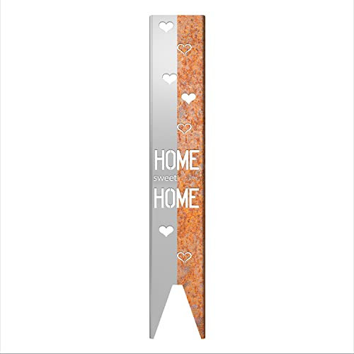 teileplus24 GS02 'Sweet Home' Gartenstecker Gartenschild | Rost Garten Deko | 3D Abkantung | 120cm x 21cm, Design:Sweet Home