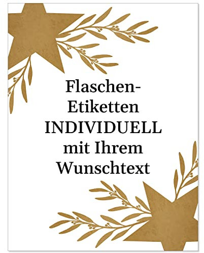 8 Flaschenetiketten selbstklebend mit Text personalisiert - Weihnachten Etikett Sterne auf Weiß - weihnachtliche Flaschen Aufkleber