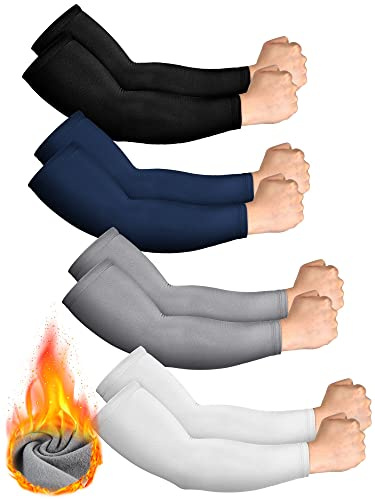 Newcotte 4 Paar Thermo-Armstulpen für den Winter, zum Radfahren, thermische Kompression, Laufstulpen für Männer und Frauen