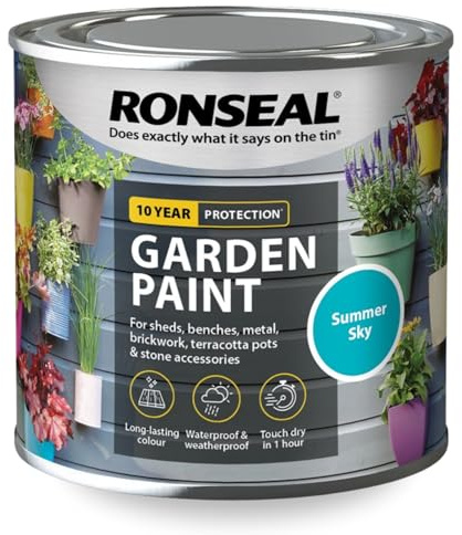 SAVING HUB Garden Paint 250ml – Exterior Multi-Surface Paint for Wood, Fence, Brick, Metal, Stone & Terracotta – Waterproof Weather Resistant Matt Finish for Sheds, Garden & Outdoor Use (Summer Sky)