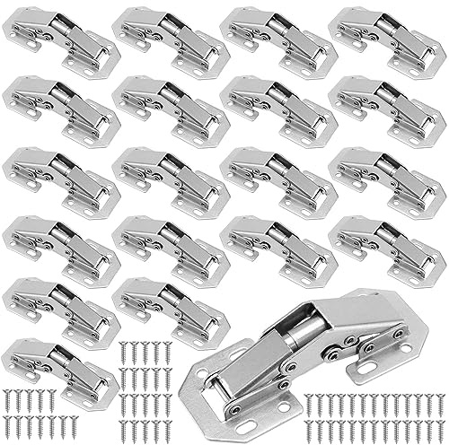 HEIHAK 20 Pcs 77 × 32 × 19mm 90 Degree Cabinet Hinges, Concealed Soft Close Hinges with Screws, Easy Mount Kitchen Cupboard Hinge for Bedroom Door, Bathroom Wardrobe