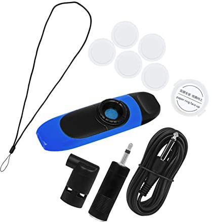 Elektrisches Kazoo Blau aus Abs, 1 Satz für Erwachsene, mit Zubehör | Flötenmembranen, Verbindungskabel und Adapter, Klare Tonwiedergabe, für Einsteiger und Profis