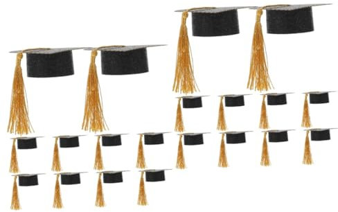 Alipis 20pièces Couvercles De Goblet avec Chapeaux De Graduation Décoratifs Accessoires De Fête pour Célébrations De Et Réunions Amicales