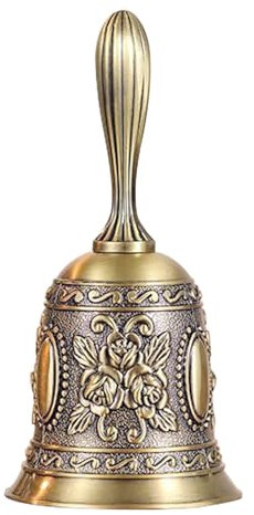 GmeDhc Clochette en Métal, Cloche a Main, Cloche avec Poignée, pour Cloche De Réception Cloche Dîner Métal Sonnette de Service pour Méditation Pet Feeding Prière Décoration
