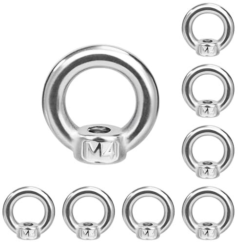 QIMEI-SHOP Dado a Occhiello M4 Dado di Sollevamento Dadi ad Anello in Acciaio Inossidabile 304 per Accessori di Sollevamento e Connessione 8 Pezzi