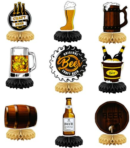 Oktoberfest Bienenwaben Deko,Party-Wabendekoration,9 Stück Tischdeko Oktoberfest,Geburtstagsparty Zubehör,Oktoberfests Deko,Mittelstück Tischaufsätze Kuchendeckel für Bier Themen Geburtstagsfeiern