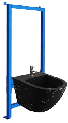 LAVITA Élément mural pour bidet LAV 500 + bidet mural Sofi Fire Kit complet avec trou de robinetterie et protection anti-débordement en céramique WC WC hygiénique et facile d'entretien 36,5 x 49 x