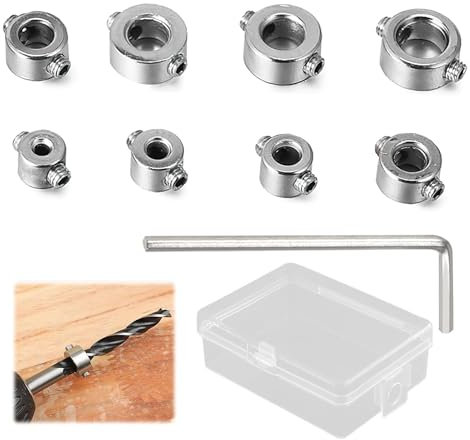 8PCS Stop di Profondità Trapano, Fermi di Profondità per Trapano in Acciaio Inossidabile con Chiave Esagonale, Controllo Preciso Della Profondità di Foratura (ID: 3-10mm)