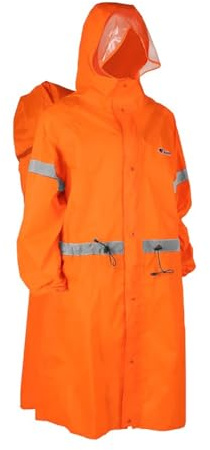 BlueField Unisex Reflective Outdoor Backpack Raincoat Rain Cover One-Piece Rain Poncho Cape Jacket for Hiking Camping Cycling (Orange, M)