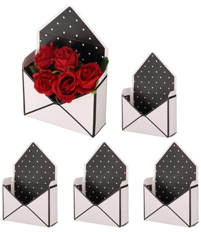 PATIKIL 5pz Carta Fiore Regalo Borse Carta Bouquet Fiore Regalo Borsa Nero | con Manico Grande Pieghevole Mano Tenere Busta Scatola, per Fioraio Matrimonio Festa Compleanni Giorno, Mano Tenere