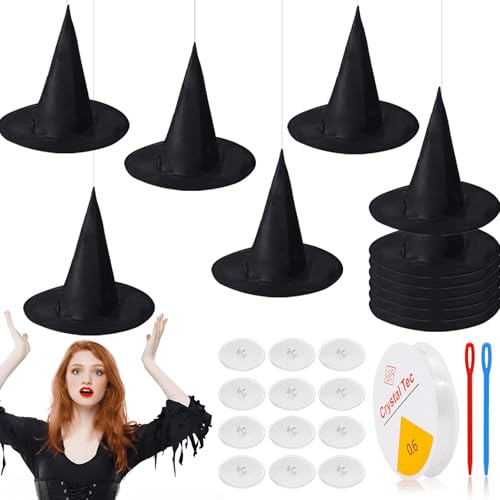 VOPIWOZ 12 Stück Hexenhut Halloween Kostüm Damen Hexen Hut, Hexenhut Kinder, Hexen Accessoires Damen, Hexenhüte zum Aufhängen Deko Ideal für Halloween Deko Hexe und Halloween Deko Outdoor