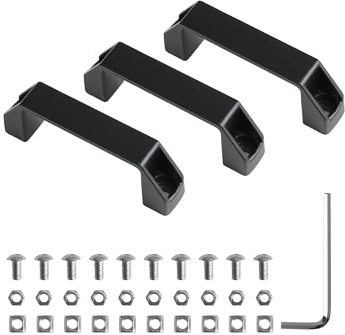 Set di 3 Maniglie ad Arco in Lega di Alluminio con T-Madre, Viti, Dadi, Rondelle e Chiave, Impugnatura per Profilati in Alluminio Standard UE Serie 20 (Distanza Fori: 90 mm)