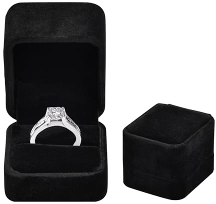 Dokeno 2 Stück Ringschachtel Samt Ring Schachtel Schwarz Ring Geschenkbox Trauringetui Schmucketui Ringbox Schmuck Etui für Ring Schmuckkästen für Heiratsantrag Verlobung Hochzeit