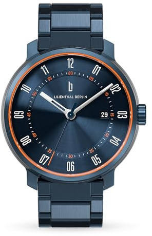 Lilienthal Berlin Neolux Automatik Uhr Blue Orange – hochwertige Herrenuhr aus blauem Chirurgenstahl mit einem Automatikwerk & Saphirglas – 42,5 mm