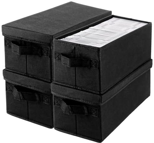 LDXDRU 4 Stück CD Aufbewahrungsbox, DVD Aufbewahrungsbox, 36x16x14cm DVD Box CD Boxes, CD Boxen Aufbewahrung für DVD CD Regal