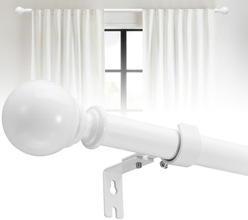 Weiße Gardinenstange,Gardinenstangen Ausziehbar 66-183cm,Vorhangstange mit Halterung,25mm Gardinenstange mit runden Endkappen