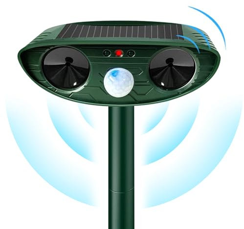 Mineup Cat Repellent for Gardens UK, Solar Cat Repellent Ultrasonic, IPX4 Waterproof Ultrasonic Animal Repeller with PIR Motion Sensor, Outdoor Animal Repeller for Garden, Squirrels, Cats, Rats, Fox