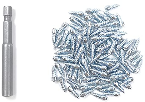 Carerina 100 StüCk Spikes für Reifen Universal Roller Rad Reifen Schnee Spikes Studs Reifen Anti-Rutsch Schraube Stud Trim 4X9Mm