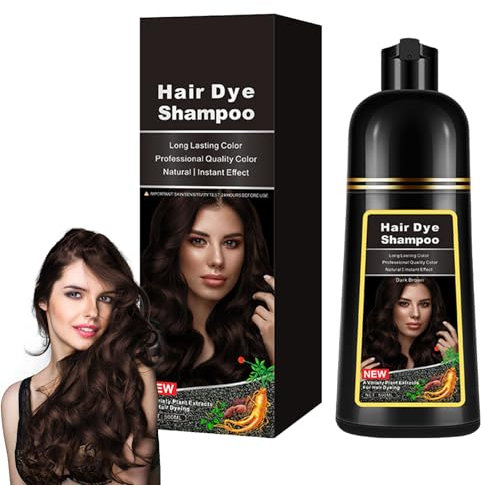 Shampooing Colorant Pour Cheveux Noirs,Black Hair Shampooing,Instant Black Hair Shampooing 3 En 1,Shampoing Colorant Noir,Shampooing Teinture Instantanée Pour Cheveux Pour Hommes (Dark Brown, M)
