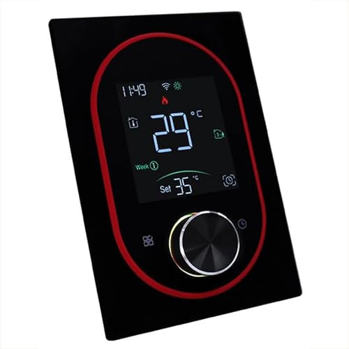 ERICAT Thermostat De Chauffage Électrique Au Sol, Thermostat D'ambiance Intelligent, 8 Couleurs D'anneau Lumineux Et Température Réglable, Contrôle par Application Smartphone, pour La Maison, L'école