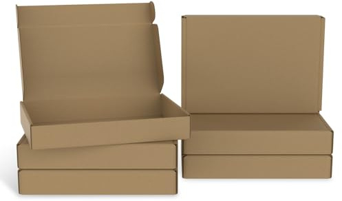 Aufun 20 stycken platta fraktlådor 32 x 22 x 5 cm gjorda av wellpapp, hopfällbara lådor bruna för varor, presentförpackning och frakt, paket återvinningsbar, maximal brevkartong