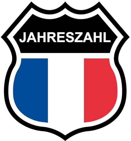 Samunshi® Frankreich Wappen mit Flagge und Jahreszahl Fahne Aufkleber Insigne Wohnmobil Aufkleber für Motorrad Fahrrad Roller oder Camper Camping Wohnwagen Mountainbike Rennrad 18 x 20cm