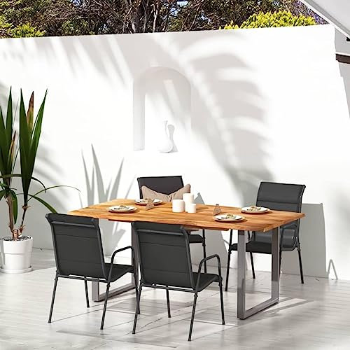 XINCXIN Gartenstühle 4 STK., Gartensessel Stuhl Korbsessel Gartenstühle Geeignet für Terrace Outdoor Balcony Pool Stahl und Textilene Schwarz