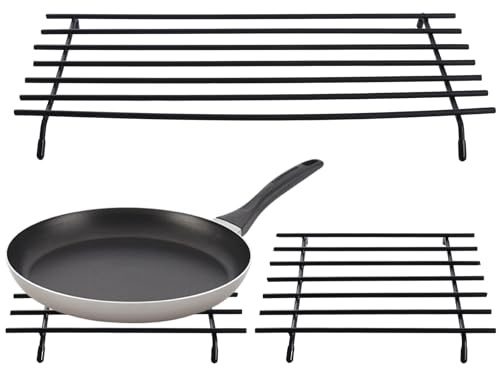 LDHHYH 3PCS Trivets for Kitchen Worktops, Black Kitchen Worktop Protector, Mental Trivets for Hot Pan with Rubber Feet for Kitchen Worktops, Countertop, Dining Table