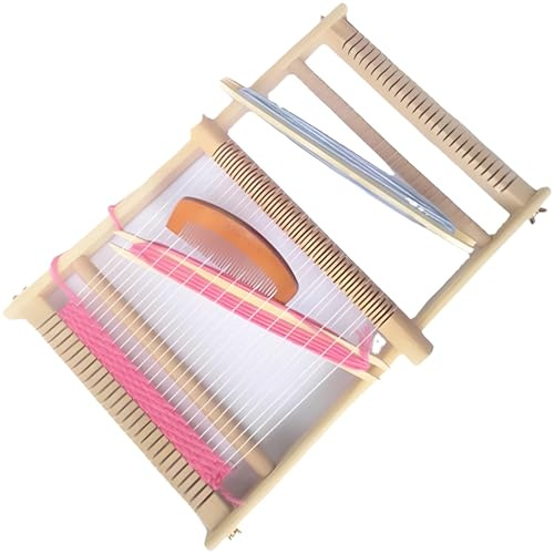 Tressify Weaving Craft Frame for Kids – Includes Adjustable Wood Frame, Shuttle, Comb, Needle – Large Format DIY Art Tool