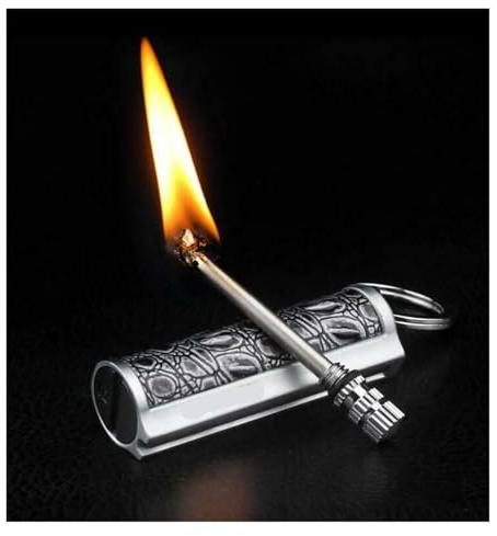 Metall tändsticka flintändare fotogenolja nyckelring camping vandring grill kök, män pappa make present (bränsle ingår ej)(Kerosene Match)