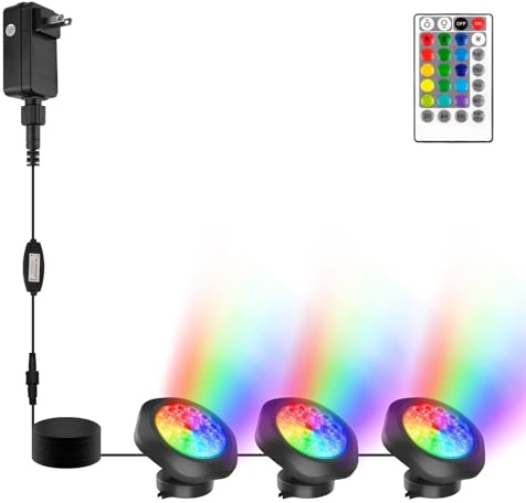 GUODDM Éclairage De Bassin À LED Ultra-Lumineux, Submersible, À Couleurs Changeantes, avec Télécommande, Étanchéité IP68, for Aquarium, Jardin, Piscine