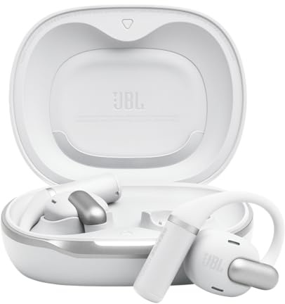 JBL Sense Pro, True Wireless Open Ear-Hörlurar, Vit | Hi-Res Audio Wireless, 38h Speltid, 4 Beamforming-Mikrofoner, IP54 Vatten- och Dammtåliga, JBL OpenSound, Spatial Sound