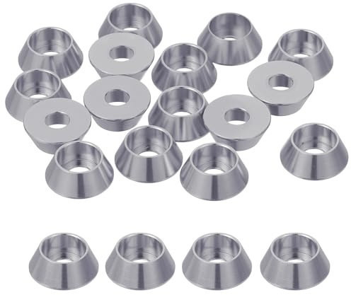 QUARKZMAN Arandelas Cónicas M4, Arandelas De Cabeza Cónica De Aluminio Anodizado Para Tornillos RC/FPV/PC/Drone/Accesorios Mecánicos Y Piezas De Modelos, Paquete De 20 (Gris Titanio)