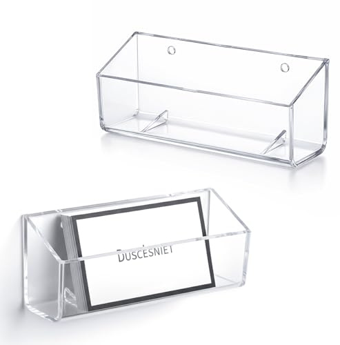 Apojgitn 2 soportes para tarjetas de visita, organizador transparente de montaje en pared, soporte vertical para tarjetas, pantalla de almacenamiento de múltiples calcomanías, se adapta a 40-60