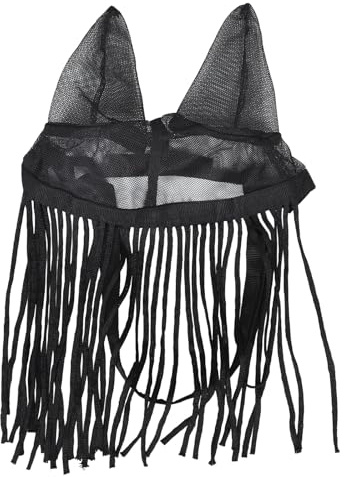 GALPADA Maschera Traspirante e con per Frange Orecchie Antimosche Cavalli Poliestere Nero Resistente all'Abrasione in Attivi in Condizioni di Caldo