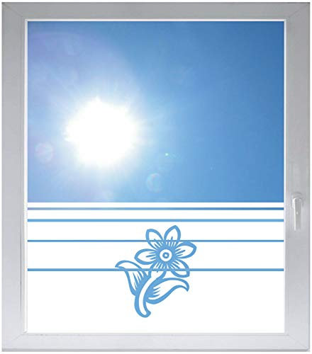 INDIGOS UG Sichtschutzfolie Glasdekorfolie Fensterfolie mit Motiv satiniert Blickdicht - w264 Blume Ornament Pflanze - 1000 mm Länge - 500 mm Höhe Streifen - selbstklebend - matt