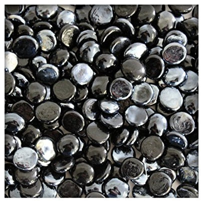 Kieskönig 5 kg Glasnuggets Glassteine Muggelsteine Mosaiksteine Tischdeko 12-20 mm Schwarz irisierend