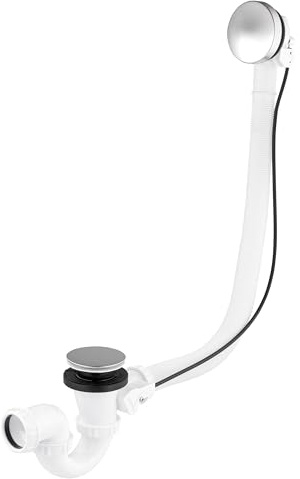 Desagüe automático para bañera con mando giratorio y tapón | Sistema de vaciado por cable con rebosadero integrado | Cómodo, duradero y fácil de instalar | NOYON & THIEBAULT