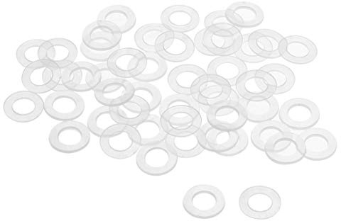 sourcing map 50 Stk. Flache Unterlegscheibe Nylon M6 Dichtung 11mm AD 6mm ID 0,8mm Dicke Klar für Wasserhahn Rohr Wasserschlauch Isolierung Schrauben